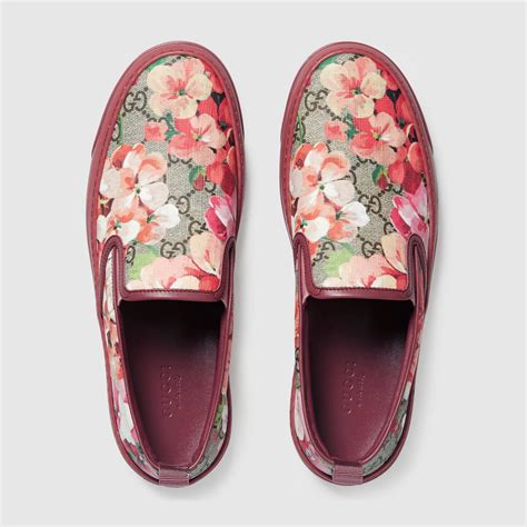 gucci calfskin blooms print slip|GUCCI Calfskin Blooms Print Womens Slip On Sneakers 38.5 .